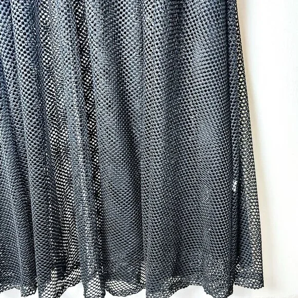 Posh Shoppe Sheer Feather Sleeve High Neck Full Mesh Black Dress,  1X, NWT - Picture 4 of 11